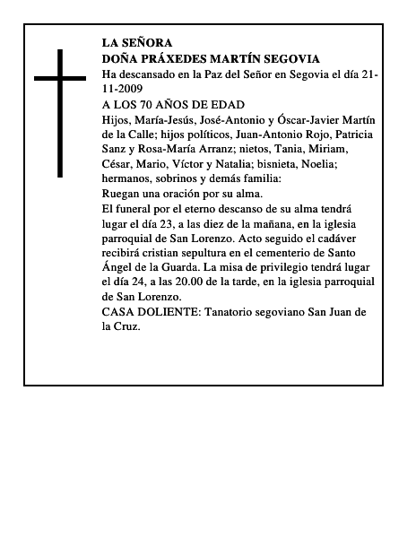 DOÑA PRÁXEDES MARTÍN SEGOVIA