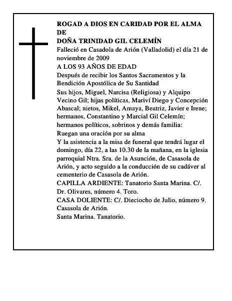 DOÑA TRINIDAD GIL CELEMÍN