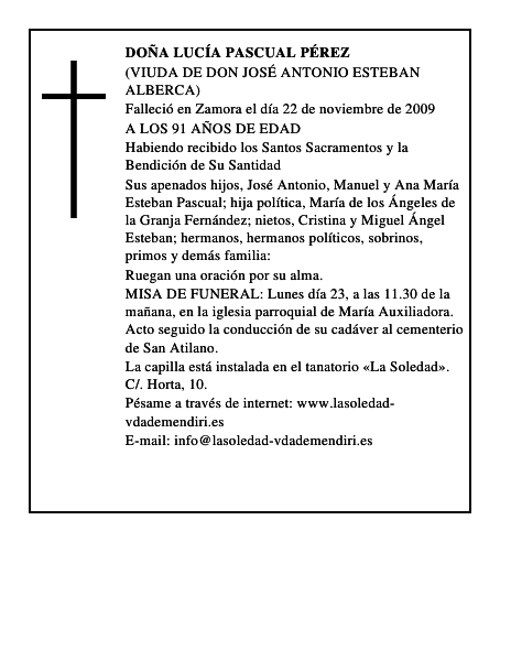 DOÑA LUCÍA PASCUAL PÉREZ