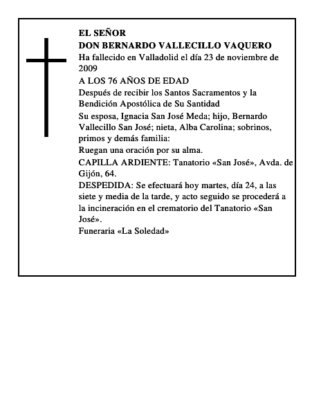 DON BERNARDO VALLECILLO VAQUERO