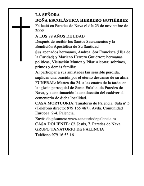 DOÑA ESCOLÁSTICA HERRERO GUTIÉRREZ
