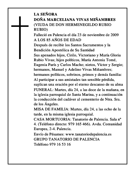 DOÑA MARCELIANA VIVAS MIÑAMBRES