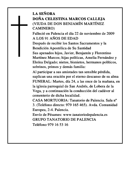DOÑA CELESTINA MARCOS CALLEJA