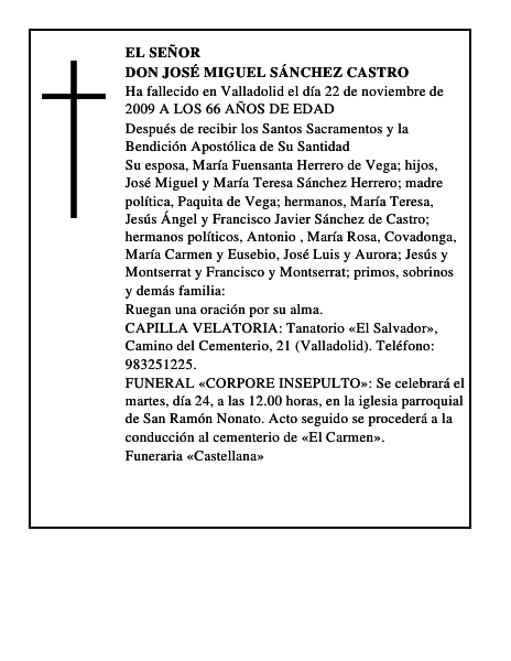 DON JOSÉ MIGUEL SÁNCHEZ CASTRO