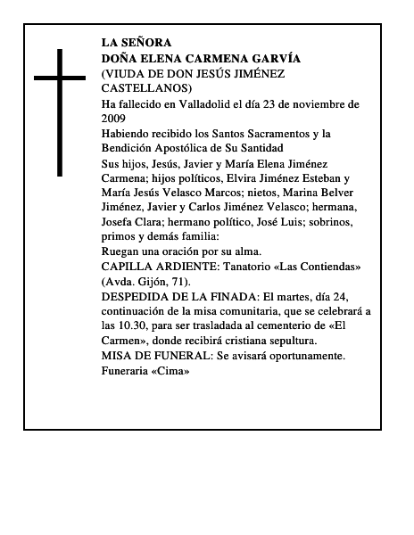 DOÑA ELENA CARMENA GARVÍA