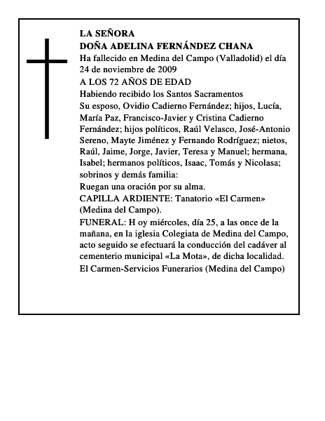 DOÑA ADELINA FERNÁNDEZ CHANA
