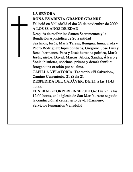 DOÑA EVARISTA GRANDE GRANDE