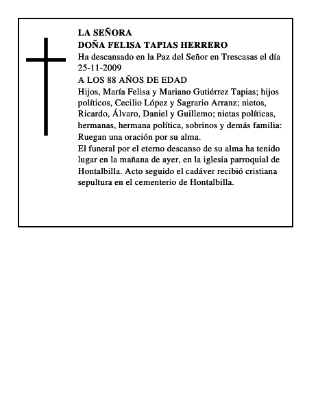 DOÑA FELISA TAPIAS HERRERO