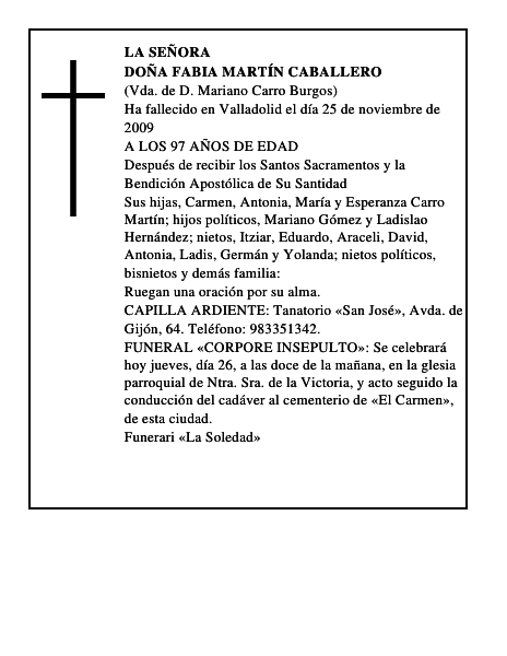 DOÑA FABIA MARTÍN CABALLERO