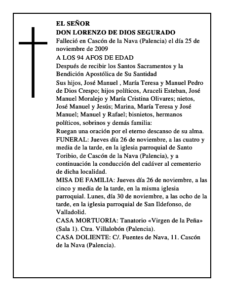 DON LORENZO DE DIOS SEGURADO