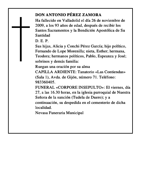 Don Antonio Pérez Zamora