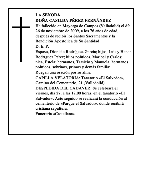 Doña Casilda Pérez Fernández