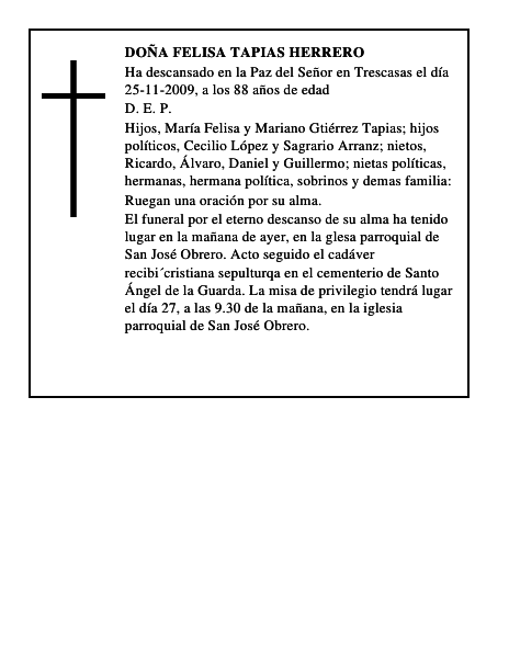 Doña Felisa Tapias Herrero