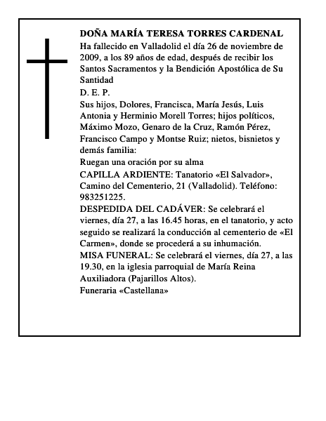 Doña María Teresa Torres Cardenal