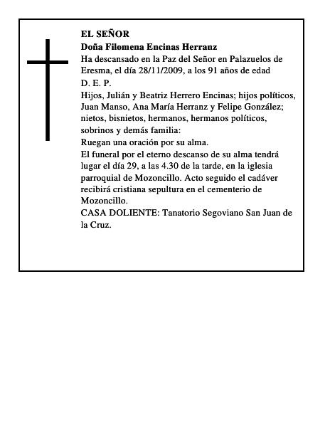 Doña Filomena Encinas Herranz