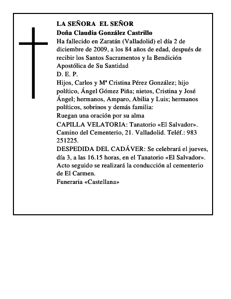 Doña Claudia González Castrillo