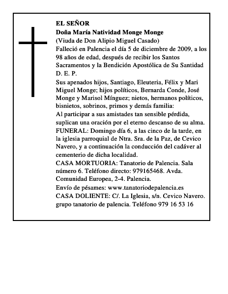 Doña María Natividad Monge Monge
