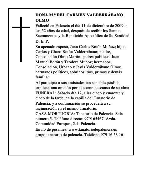 Doña M.ª del Carmen Valderrábano Olmo