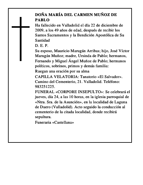 Doña María del Carmen Muñoz de Pablo