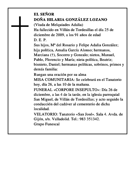 Doña Hilaria González Lozano