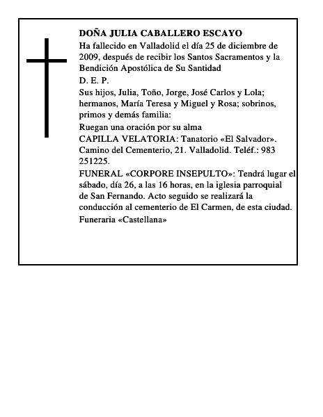 Doña Julia Caballero Escayo