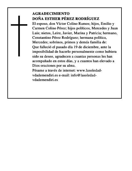 Doña Esther Pérez Rodríguez