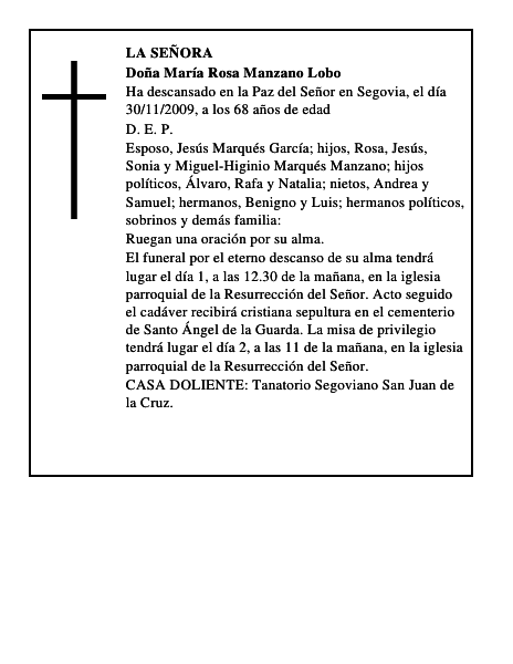 Doña María Rosa Manzano Lobo