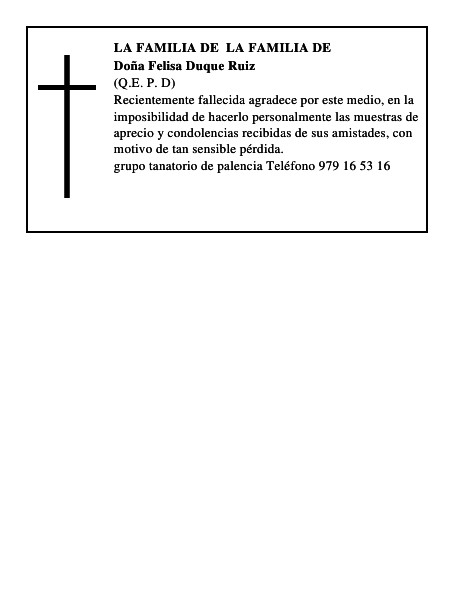Doña Felisa Duque Ruiz