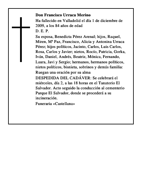 Don Francisco Urraca Merino