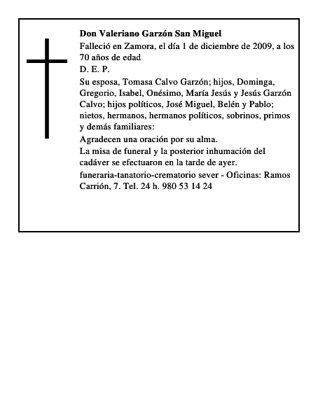 Don Valeriano Garzón San Miguel