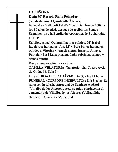 Doña Mª Rosario Pinto Peinador