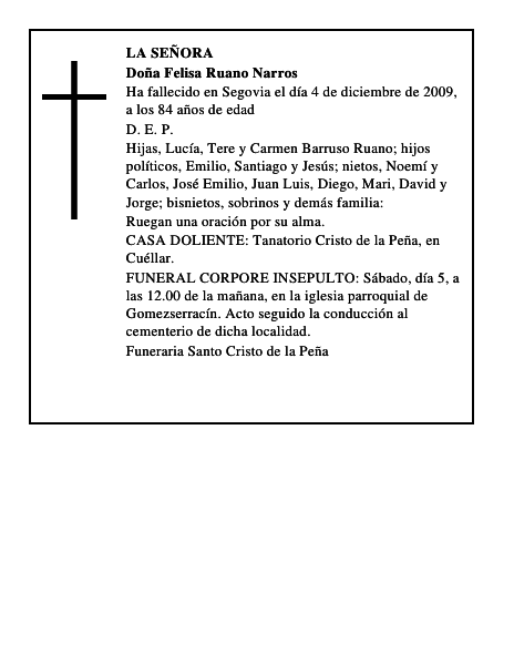 Doña Felisa Ruano Narros