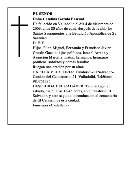 Doña Catalina Gozalo Pascual