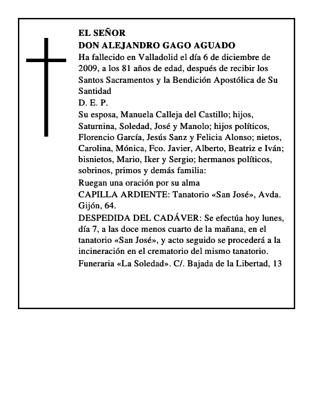 Don Alejandro Gago Aguado