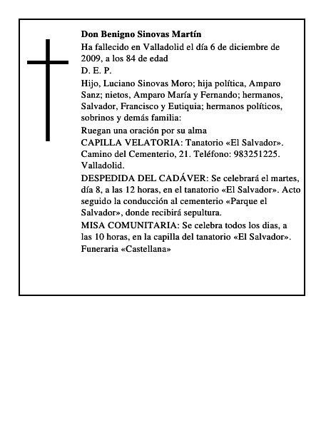 Don Benigno Sinovas Martín