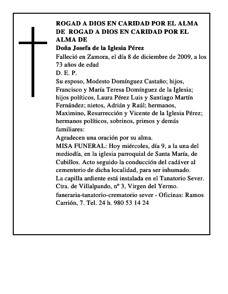 Doña Josefa de la Iglesia Pérez