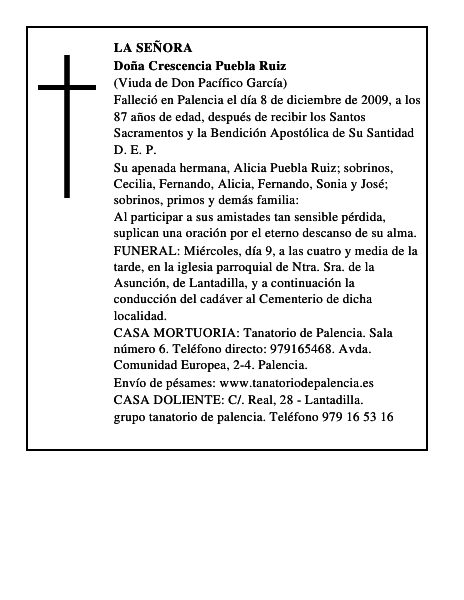 Doña Crescencia Puebla Ruiz