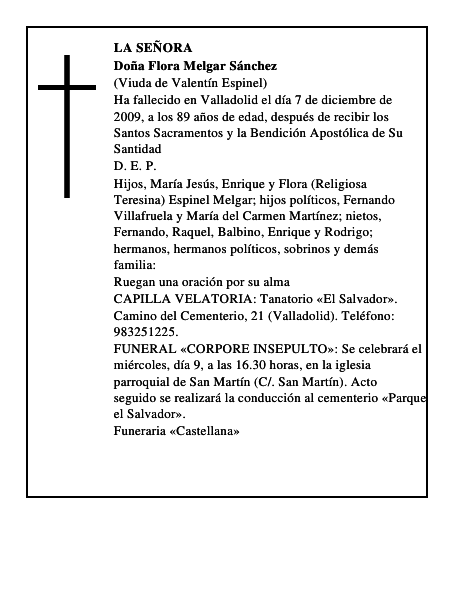 Doña Flora Melgar Sánchez