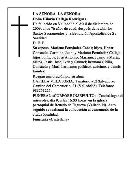 Doña Hilaria Calleja Rodríguez