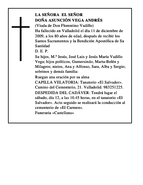 Doña Asunción Vega Andrés