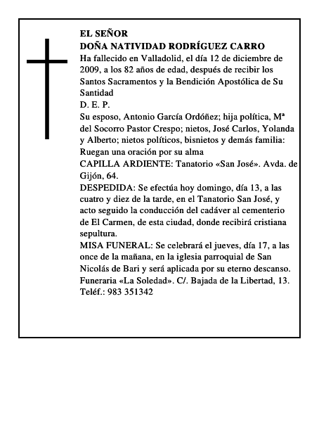 Doña Natividad Rodríguez Carro