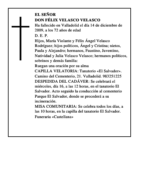 Don Félix Velasco Velasco