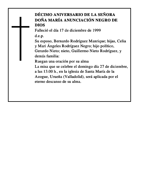 Doña María Anunciación Negro de Dios