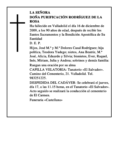 Doña Purificación Rodríguez de la Rosa