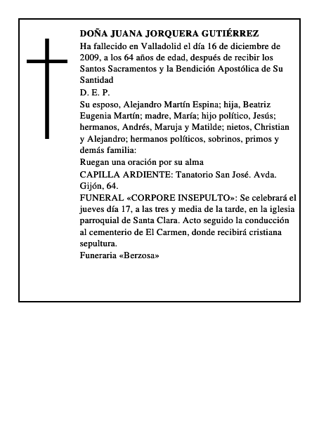 Doña Juana Jorquera Gutiérrez