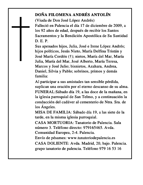 Doña Filomena Andrés Antolín