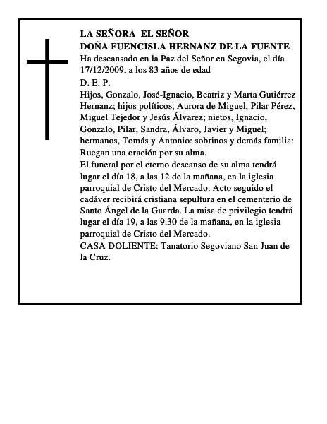 Doña Fuencisla Hernanz de la Fuente