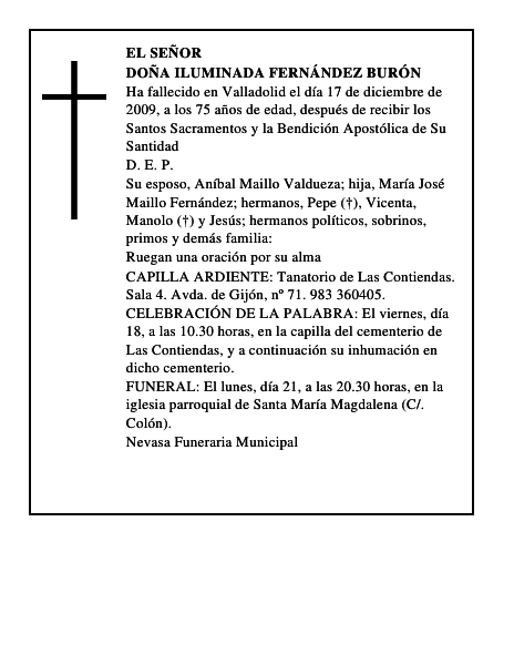 Doña Iluminada Fernández Burón