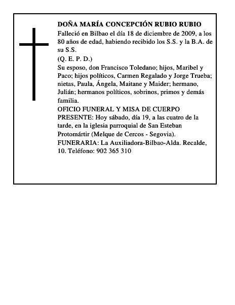 Doña María Concepción Rubio Rubio