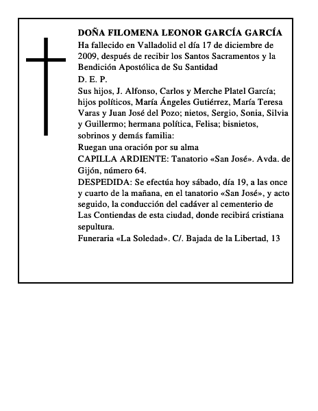 Doña Filomena Leonor García García